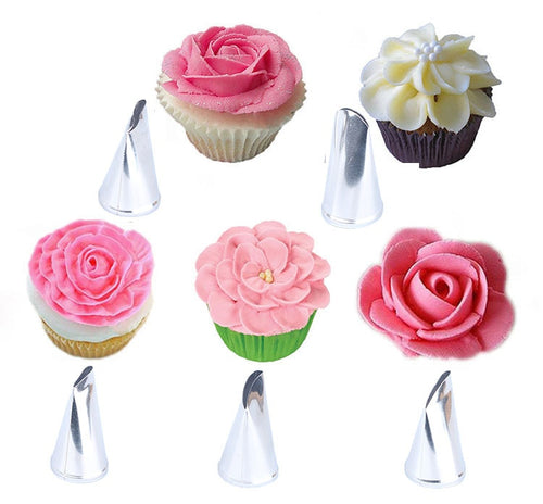 5pcs Rose Petal Nozzle 304 Stainless Steel Nozzle Baking Accessories  Bakery Tools Cake Baking Tools