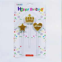 Load image into Gallery viewer, Creative New Glitter 3 Heart Shaped Stars Birthday Cake Candles For Kids Adult Girls Boys Birthday Party Candle Cake Decorations