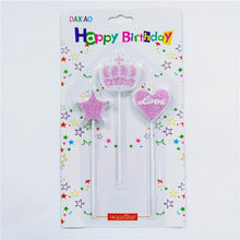 Load image into Gallery viewer, Creative New Glitter 3 Heart Shaped Stars Birthday Cake Candles For Kids Adult Girls Boys Birthday Party Candle Cake Decorations