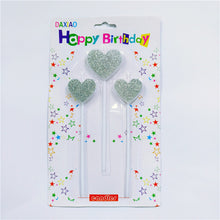 Load image into Gallery viewer, Creative New Glitter 3 Heart Shaped Stars Birthday Cake Candles For Kids Adult Girls Boys Birthday Party Candle Cake Decorations