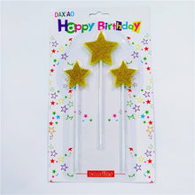 Load image into Gallery viewer, Creative New Glitter 3 Heart Shaped Stars Birthday Cake Candles For Kids Adult Girls Boys Birthday Party Candle Cake Decorations