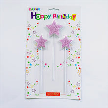 Load image into Gallery viewer, Creative New Glitter 3 Heart Shaped Stars Birthday Cake Candles For Kids Adult Girls Boys Birthday Party Candle Cake Decorations