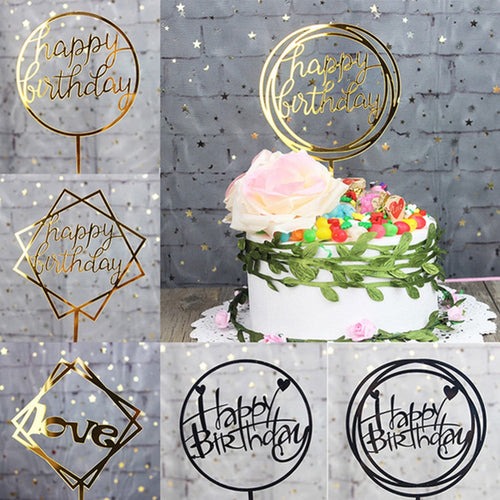 Glitter Happy Birthday Cake Topper Acrylic Letter Calligraphy Topper Birthday Cake Birthday Party Wedding Supplies Hot Sale