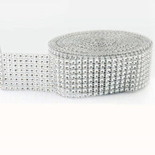Load image into Gallery viewer, 5 Yards of 8 Rows Silver Gold Diamond Sparkling Rhinestone Mesh Ribbon for Event Decorations, Wedding Cake,Crafts 5BB5525