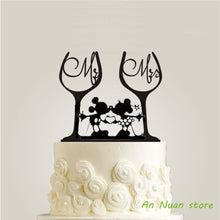 Load image into Gallery viewer, New Wine glass style cake topper acrylic cake topper " mr mrs "/ Letter / Minnie And Mickey Mouse wedding cake topper decor