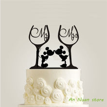 Load image into Gallery viewer, New Wine glass style cake topper acrylic cake topper " mr mrs "/ Letter / Minnie And Mickey Mouse wedding cake topper decor
