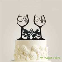 Load image into Gallery viewer, New Wine glass style cake topper acrylic cake topper " mr mrs "/ Letter / Minnie And Mickey Mouse wedding cake topper decor
