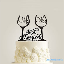 Load image into Gallery viewer, New Wine glass style cake topper acrylic cake topper " mr mrs "/ Letter / Minnie And Mickey Mouse wedding cake topper decor