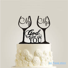 Load image into Gallery viewer, New Wine glass style cake topper acrylic cake topper " mr mrs "/ Letter / Minnie And Mickey Mouse wedding cake topper decor