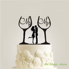 Load image into Gallery viewer, New Wine glass style cake topper acrylic cake topper " mr mrs "/ Letter / Minnie And Mickey Mouse wedding cake topper decor