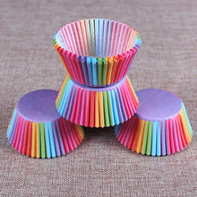 Load image into Gallery viewer, 100pcs/set Colorful Paper Cake Cup Paper Cupcake Liner Baking Muffin Box Cup Case Party Tray Cake Mold Pastry Decorating Tools